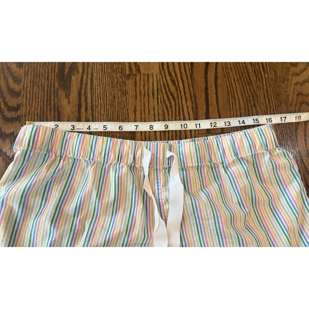 J.Crew Womens‎ 100% Cotton Pajama Shorts Boxer Elastic Waist Rainbow Stripe Sz M - Picture 6 of 9